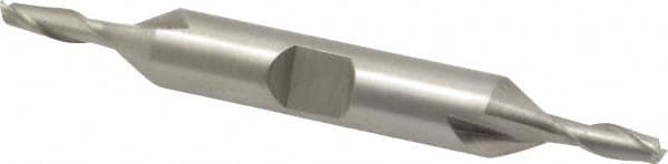 Interstate - 5/32", 7/16" LOC, 3/8" Shank Diam, 3-1/8" OAL, 2 Flute, High Speed Steel Square End Mill - Double End, Uncoated, Spiral Flute, 30° Helix, Centercutting, Right Hand Cut, Right Hand Flute - Benchmark Tooling