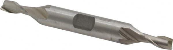 Interstate - 7/32", 1/2" LOC, 3/8" Shank Diam, 3-1/8" OAL, 2 Flute, High Speed Steel Square End Mill - Double End, Uncoated, Spiral Flute, 30° Helix, Centercutting, Right Hand Cut, Right Hand Flute - Benchmark Tooling