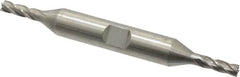 Interstate - 5/32", 7/16" LOC, 3/8" Shank Diam, 3-1/8" OAL, 4 Flute, High Speed Steel Square End Mill - Double End, Uncoated, Spiral Flute, 30° Helix, Right Hand Cut, Right Hand Flute - Benchmark Tooling