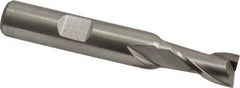 Interstate - 21/64", 9/16" LOC, 3/8" Shank Diam, 2-3/8" OAL, 2 Flute, High Speed Steel Square End Mill - Single End, Uncoated, Spiral Flute, 30° Helix, Centercutting, Right Hand Cut, Right Hand Flute - Benchmark Tooling