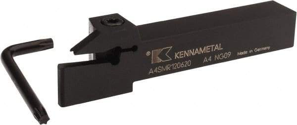 Kennametal - 0.79" Max Depth of Cut, 6mm Min Groove Width, 5" OAL, Right Hand Indexable Grooving Cutoff Toolholder - 6 Seat Size, 3/4" Shank Height x 3/4" Shank Width, A4..06.. Insert Style, A4SM Toolholder Style, Series A4 - Benchmark Tooling