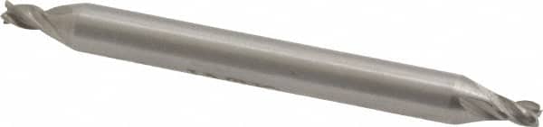 Interstate - 3/32", 5/32" LOC, 3/16" Shank Diam, 2" OAL, 4 Flute, High Speed Steel Square End Mill - Double End, Uncoated, Spiral Flute, Centercutting, Right Hand Cut, Right Hand Flute - Benchmark Tooling