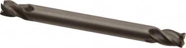 Interstate - 3/16", 9/32" LOC, 3/16" Shank Diam, 2" OAL, 4 Flute, High Speed Steel Square End Mill - Double End, Uncoated, Spiral Flute, Centercutting, Right Hand Cut, Right Hand Flute - Benchmark Tooling