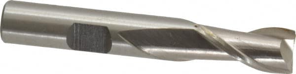Interstate - 10mm, 13/16" LOC, 3/8" Shank Diam, 2-1/2" OAL, 2 Flute, Cobalt Square End Mill - Single End, Uncoated, Spiral Flute, Centercutting, Right Hand Cut, Right Hand Flute - Benchmark Tooling