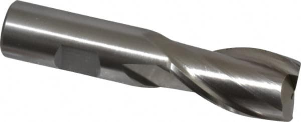 Interstate - 22mm, 1-1/2" LOC, 3/4" Shank Diam, 3-3/4" OAL, 2 Flute, Cobalt Square End Mill - Single End, Uncoated, Spiral Flute, Centercutting, Right Hand Cut, Right Hand Flute - Benchmark Tooling
