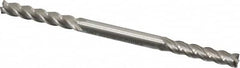 Interstate - 3/16", 1" LOC, 3/16" Shank Diam, 3-3/8" OAL, 4 Flute, Cobalt Square End Mill - Double End, Uncoated, Spiral Flute, Centercutting, Right Hand Cut, Right Hand Flute - Benchmark Tooling
