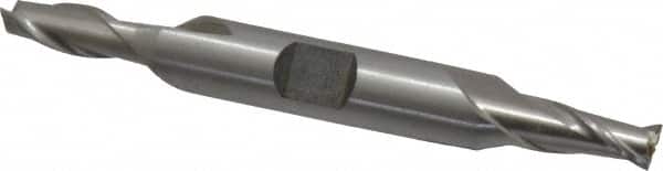 Interstate - 1/4", 1/2" LOC, 3/8" Shank Diam, 3-1/8" OAL, 2 Flute, Cobalt Square End Mill - Double End, Uncoated, Spiral Flute, Centercutting, Right Hand Cut, Right Hand Flute - Benchmark Tooling