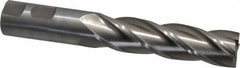 Interstate - 7/8", 3-1/2" LOC, 7/8" Shank Diam, 5-3/4" OAL, 4 Flute, High Speed Steel Square End Mill - Single End, Uncoated, Spiral Flute, 30° Helix, Centercutting, Right Hand Cut, Right Hand Flute - Benchmark Tooling