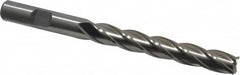 Interstate - 3/8", 2-1/2" LOC, 3/8" Shank Diam, 4-1/4" OAL, 4 Flute, High Speed Steel Square End Mill - Single End, Uncoated, Spiral Flute, 30° Helix, Centercutting, Right Hand Cut, Right Hand Flute - Benchmark Tooling
