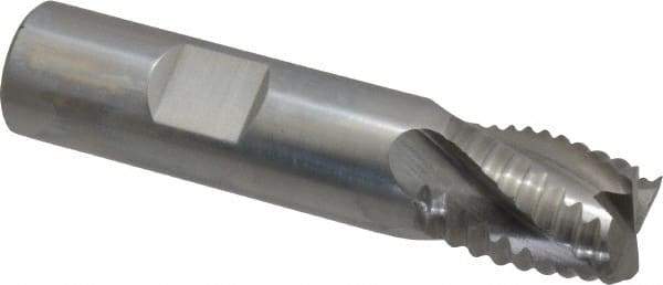 Interstate - 5/8" Diam, Coarse Pitch, 3/4" LOC, 4 Flute Cobalt Roughing Square End Mill - Uncoated, 2-7/8" OAL, 5/8" Shank Diam, Single End, Centercutting - Benchmark Tooling