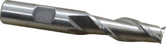 Interstate - 1/2", 1-1/4" LOC, 1/2" Shank Diam, 3-1/4" OAL, 2 Flute, High Speed Steel Square End Mill - Single End, Uncoated, Spiral Flute, Centercutting, Right Hand Cut, Right Hand Flute - Benchmark Tooling