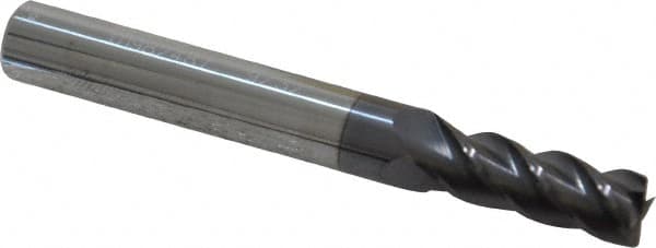 Accupro - 9/32", 3/4" LOC, 5/16" Shank Diam, 2-1/2" OAL, 4 Flute, Solid Carbide Square End Mill - Single End, AlTiN Finish, Spiral Flute, 40° Helix, Centercutting, Right Hand Cut, Right Hand Flute - Benchmark Tooling