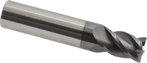 Accupro - 29/64", 5/8" LOC, 1/2" Shank Diam, 2-1/2" OAL, 4 Flute, Solid Carbide Square End Mill - Single End, AlTiN Finish, Spiral Flute, 40° Helix, Centercutting, Right Hand Cut, Right Hand Flute - Benchmark Tooling