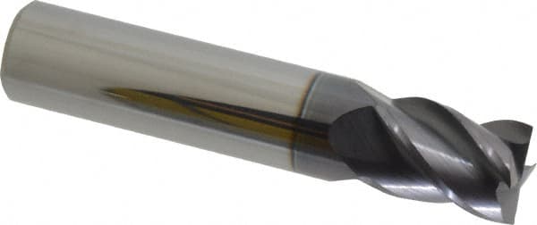 Accupro - 31/64", 5/8" LOC, 1/2" Shank Diam, 2-1/2" OAL, 4 Flute, Solid Carbide Square End Mill - Single End, AlTiN Finish, Spiral Flute, 40° Helix, Centercutting, Right Hand Cut, Right Hand Flute - Benchmark Tooling