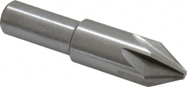 Interstate - 5/8" Head Diam, 1/2" Shank Diam, 6 Flute 60° High Speed Steel Countersink - Benchmark Tooling