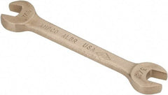 Ampco - 3/8" x 7/16" Nonsparking Open End Wrench - 5" OAL, Double End, Plain Finish, 15° Head Angle - Benchmark Tooling