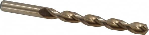 Cleveland - 7/16" 135° Cobalt Jobber Drill - Oxide/Gold Finish, Right Hand Cut, Parabolic Flute, Straight Shank, 5-1/2" OAL, Split Point - Benchmark Tooling