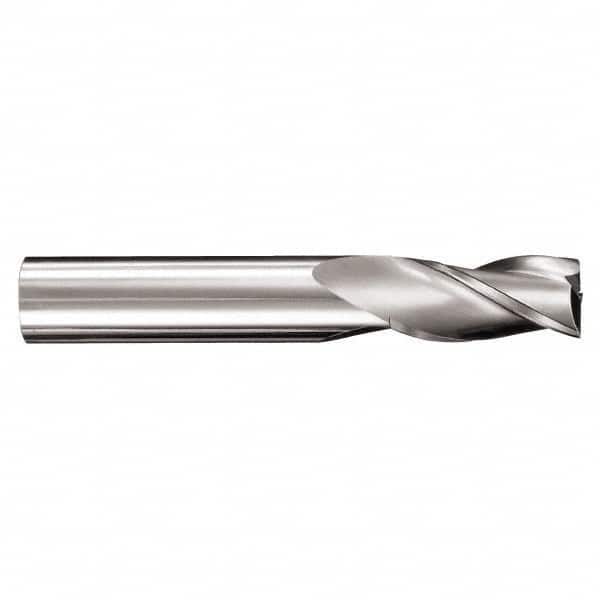 SGS - 2.5mm, 9.5mm LOC, 3mm Shank Diam, 38mm OAL, 3 Flute, Solid Carbide Square End Mill - Single End, Uncoated, Spiral Flute, 30° Helix, Centercutting, Right Hand Cut, Right Hand Flute, Series 5M - Benchmark Tooling