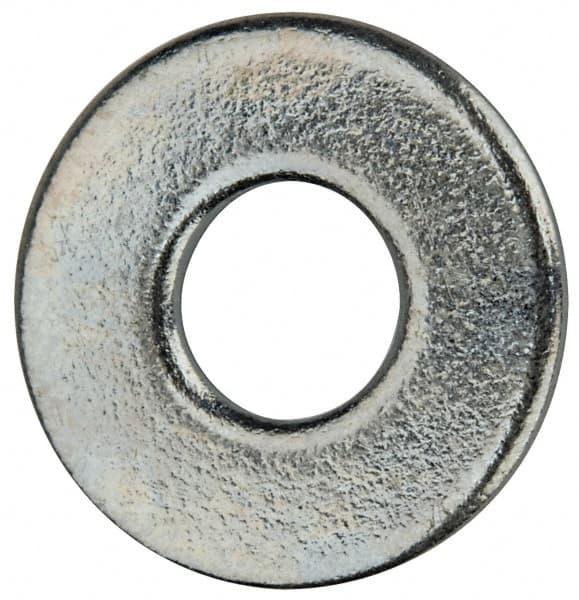 Value Collection - #6 Screw, Grade 2 Steel SAE Flat Washer - 5/32" ID x 3/8" OD, 0.065" Thick, Zinc-Plated Finish - Benchmark Tooling