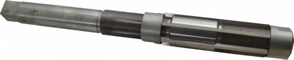 Made in USA - Size M, Straight Shank Hand Adjustable Reamer - 16" OAL, Right Hand Cut, High Speed Steel, Bright Finish - Benchmark Tooling