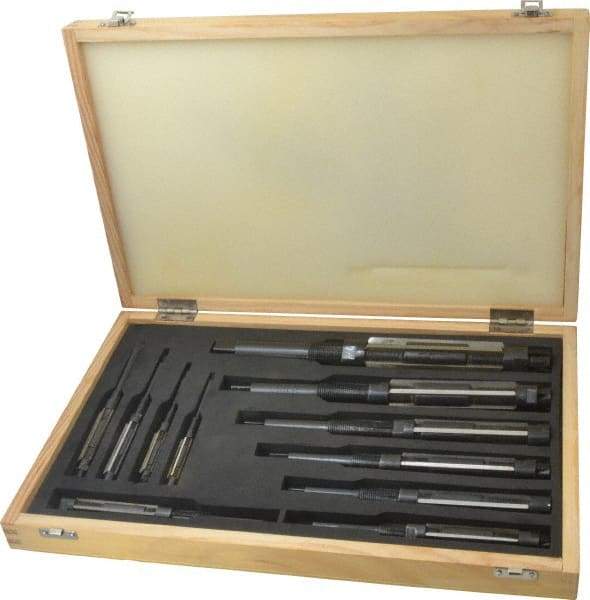 Value Collection - Letter A to K Diam, 15/32 to 1-1/2" Variable Diam, Straight Shank, Adjustable Hand Reamer Set - Straight Flute, High Speed Steel, Oxide Finish, 11 Pieces - Benchmark Tooling