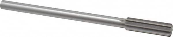 Made in USA - 19/32" High Speed Steel 8 Flute Chucking Reamer - Straight Flute, 0.4355" Straight Shank, 2" Flute Length, 8" OAL - Benchmark Tooling