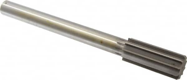Made in USA - 1-3/8" High Speed Steel 10 Flute Chucking Reamer - Straight Flute, 1" Straight Shank, 3-1/4" Flute Length, 12" OAL - Benchmark Tooling
