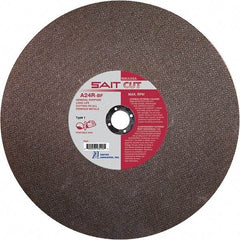 Sait - 14" 24 Grit Aluminum Oxide Cutoff Wheel - 1/8" Thick, 1" Arbor, 5,400 Max RPM, Use with Portable Tools - Benchmark Tooling