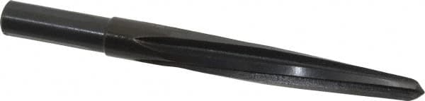 Made in USA - 9/16" Reamer Diam, 11/32" Small End Diam, 1/2" Diam Straight Shank, 4" Flute, Bridge Reamer - Benchmark Tooling
