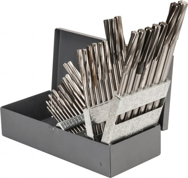 Interstate - 1/16" to 1/2", Chucking Reamer Set - Spiral Flute, Right Hand Cut, 29 Pieces - Benchmark Tooling