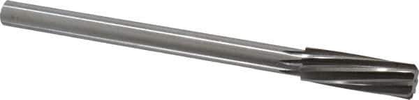 Made in USA - 23/32" High Speed Steel 8 Flute Chucking Reamer - Spiral Flute, 0.5615" Straight Shank, 2-1/4" Flute Length, 9" OAL - Benchmark Tooling