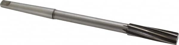 Made in USA - 17/32" High Speed Steel 6 Flute Chucking Reamer - Spiral Flute, 1MT Morse Taper Shank, 2" Flute Length, 8" OAL - Benchmark Tooling