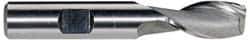 Hertel - 9/16", 2" LOC, 5/8" Shank Diam, 4-1/8" OAL, 2 Flute, High Speed Steel Square End Mill - Single End, Uncoated, Spiral Flute, 30° Helix, Centercutting, Right Hand Cut, Right Hand Flute - Benchmark Tooling