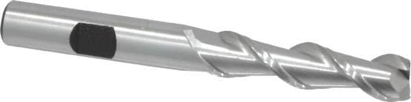 Hertel - 3/8", 1-1/2" LOC, 3/8" Shank Diam, 3-1/4" OAL, 2 Flute, High Speed Steel Square End Mill - Single End, Uncoated, Spiral Flute, 42° Helix, Centercutting, Right Hand Cut, Right Hand Flute - Benchmark Tooling