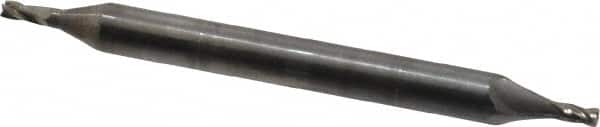 OSG - 3/64", 3/32" LOC, 1/8" Shank Diam, 1-1/2" OAL, 4 Flute, Solid Carbide Square End Mill - Double End, Uncoated, Spiral Flute, 30° Helix, Right Hand Cut, Right Hand Flute, Series 424 - Benchmark Tooling