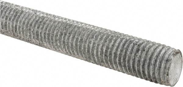 Made in USA - 7/8-9 UNC (Coarse), 6' Long, Low Carbon Steel Threaded Rod - Hot-Dipped Galvanized Finish, Right Hand Thread - Benchmark Tooling