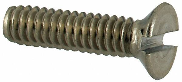 Value Collection - M2x0.40 Metric Coarse, 8mm OAL Slotted Drive Machine Screw - Flat Head, Grade 316 & A4 Stainless Steel, Uncoated, Without Washer - Benchmark Tooling