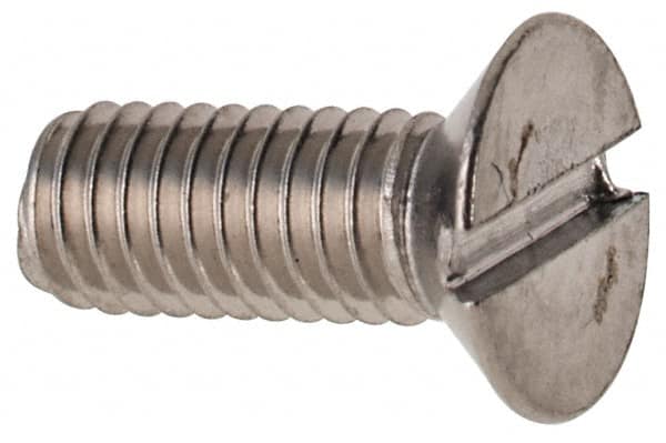 Value Collection - M3x0.50 Metric Coarse, 8mm OAL Slotted Drive Machine Screw - Flat Head, Grade 316 & A4 Stainless Steel, Uncoated, Without Washer - Benchmark Tooling