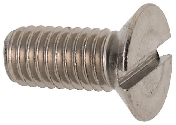Value Collection - M5x0.80 Metric Coarse, 12mm OAL Slotted Drive Machine Screw - Flat Head, Grade 316 & A4 Stainless Steel, Uncoated, Without Washer - Benchmark Tooling