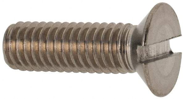 Value Collection - M6x1.00 Metric Coarse, 20mm OAL Slotted Drive Machine Screw - Flat Head, Grade 316 & A4 Stainless Steel, Uncoated, Without Washer - Benchmark Tooling