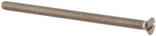 Value Collection - M6x1.00 Metric Coarse, 100mm OAL Slotted Drive Machine Screw - Flat Head, Grade 316 & A4 Stainless Steel, Uncoated, Without Washer - Benchmark Tooling