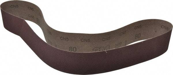 3M - 2-1/2" Wide x 48" OAL, 80 Grit, Aluminum Oxide Abrasive Belt - Aluminum Oxide, Medium, Coated, X Weighted Cloth Backing, Series 341D - Benchmark Tooling