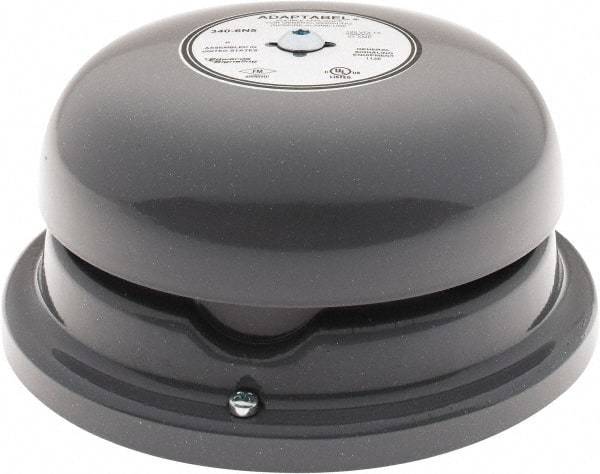 Edwards Signaling - 6" Diam, 120 VAC Bell - 0.07 Amps, 92 Decibles at 10', Vibrating, Waterproof - Benchmark Tooling