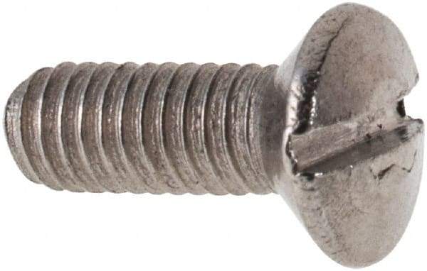 Value Collection - M3x0.50 Metric Coarse, 8mm OAL Slotted Drive Machine Screw - Oval Head, Grade 316 & A4 Stainless Steel, Uncoated, Without Washer - Benchmark Tooling