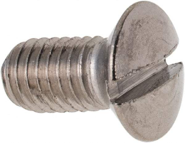 Value Collection - M5x0.80 Metric Coarse, 10mm OAL Slotted Drive Machine Screw - Oval Head, Grade 316 & A4 Stainless Steel, Uncoated, Without Washer - Benchmark Tooling