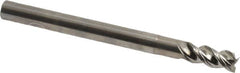 Niagara Cutter - 1/4", 1/2" LOC, 1/4" Shank Diam, 3" OAL, 3 Flute, Solid Carbide Square End Mill - Single End, Uncoated, Spiral Flute, 45° Helix, Centercutting, Right Hand Cut, Right Hand Flute, Series AN345 - Benchmark Tooling