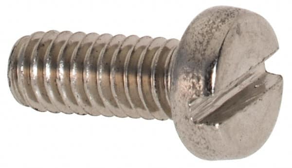Value Collection - M2.5x0.45 Metric Coarse, 6mm Length Under Head Slotted Drive Machine Screw - Fillister Head, Grade 316 & A4 Stainless Steel, Uncoated, Without Washer - Benchmark Tooling