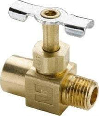 Parker - 1/4" Pipe, Inline Needle Valve - FNPTF x MNPTF Ends, Brass Valve, 150 Max psi - Benchmark Tooling