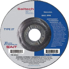 Sait - 5" Wheel Diam, 3/32" Wheel Thickness, 7/8" Arbor Hole, Type 27 Depressed Center Wheel - Ceramic, Resinoid Bond, 12,200 Max RPM, Compatible with Angle Grinder - Benchmark Tooling