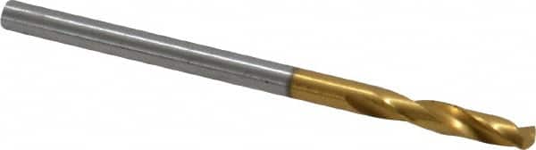 Guhring - #41 130° Parabolic Flute Cobalt Screw Machine Drill Bit - TiN Finish, Right Hand Cut, 14mm Flute Length, 43mm OAL, Standard Point, Straight Shank - Benchmark Tooling